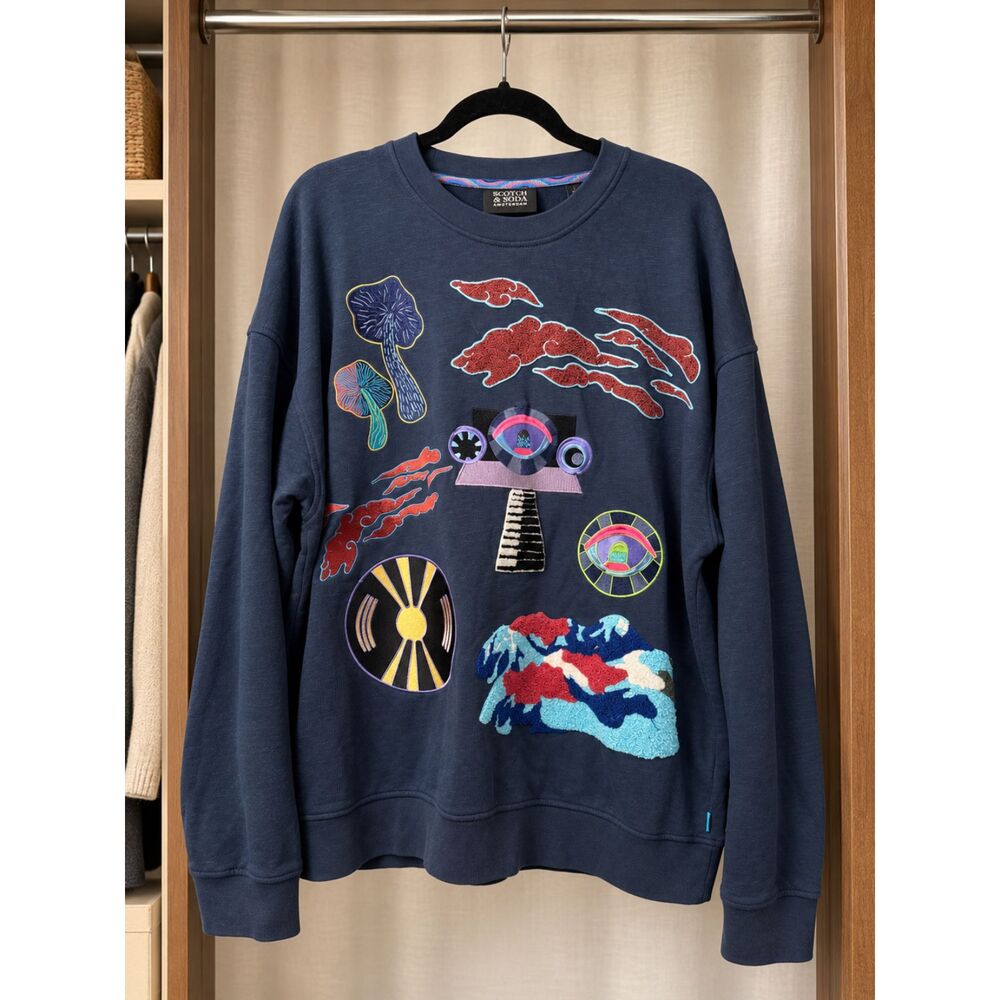 Scotch & Soda Embroidered Graphic Sweatshirt, Size L